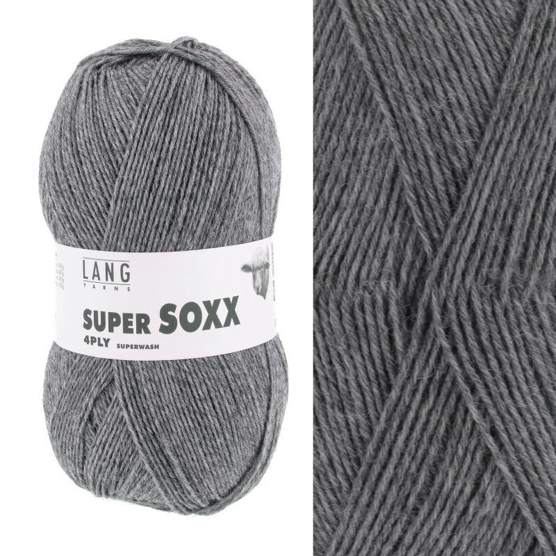 Lang Yarns SuperSOXX uni - 0005 - donkergrijs gemêleerd