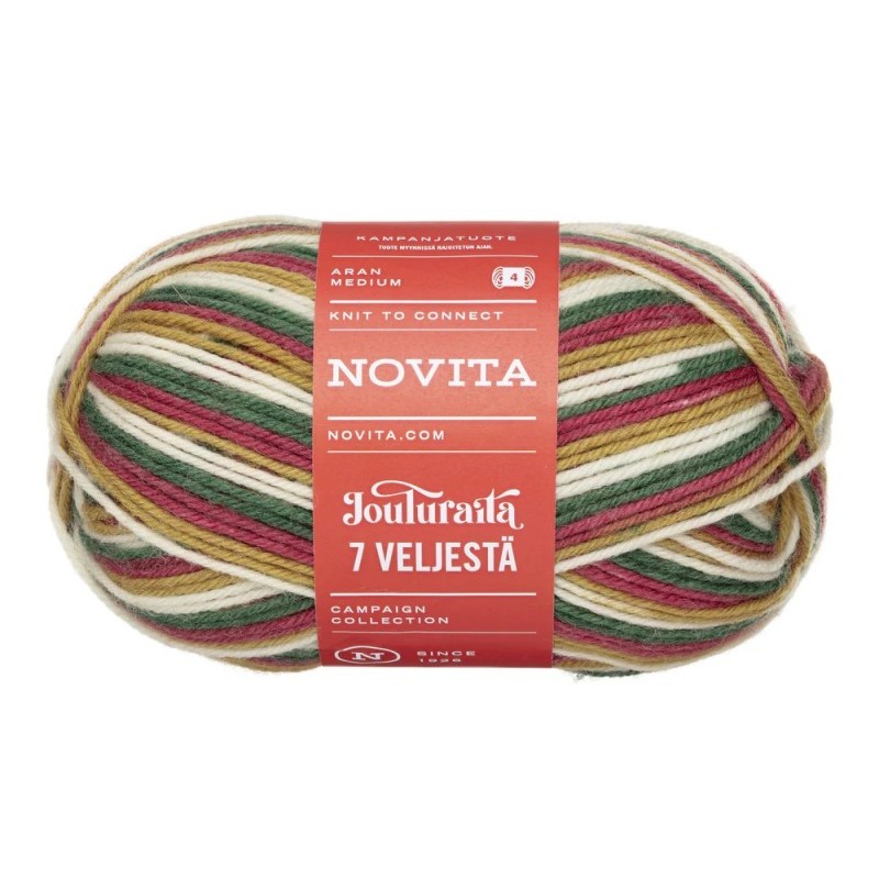 novita_jouluraita_976_6412618213972 Novita 7 Veljestä Jouluraita - 976 - Kerststrepen