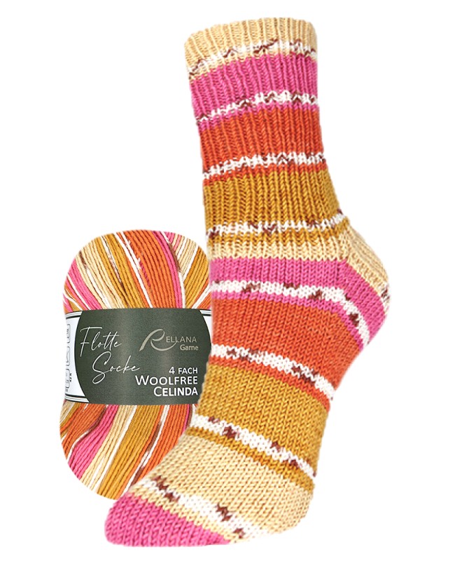 Flotte Socke Woolfree Celinda - geel/oranje/roze