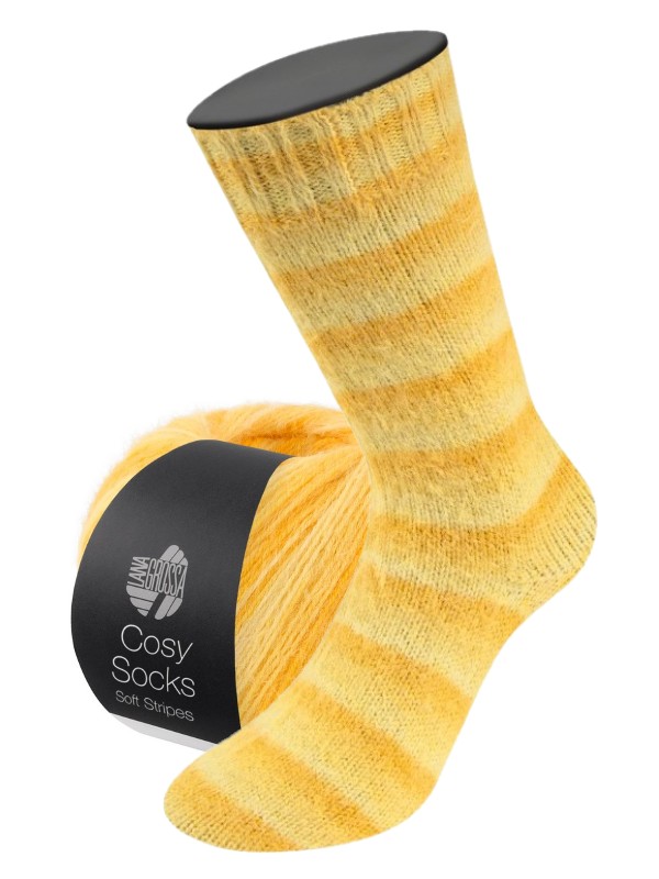 Meilenweit Cosy Socks Soft Stripes(merino) - 0111 - geel