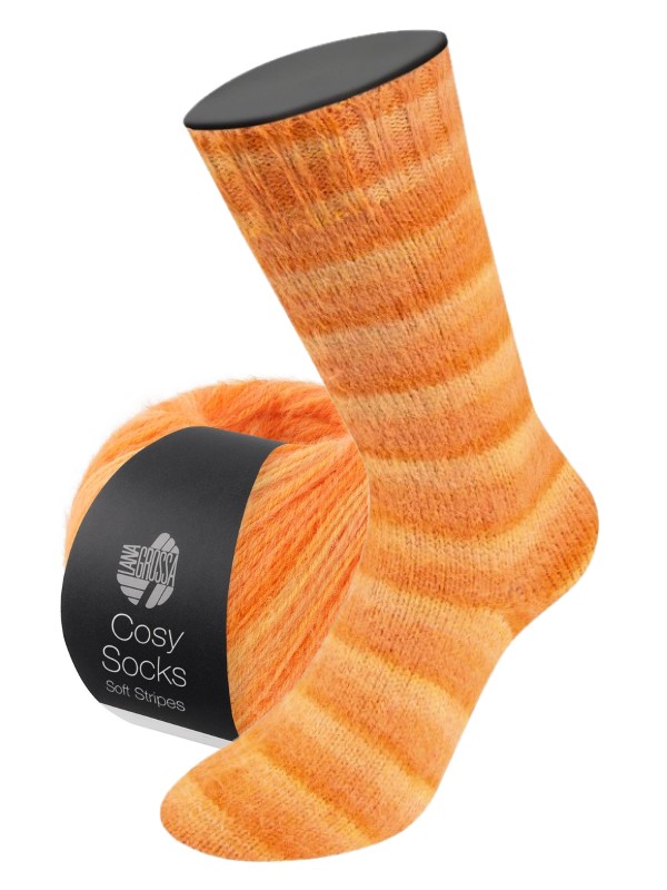 Meilenweit Cosy Socks Soft Stripes(merino) - 0112 - oranje