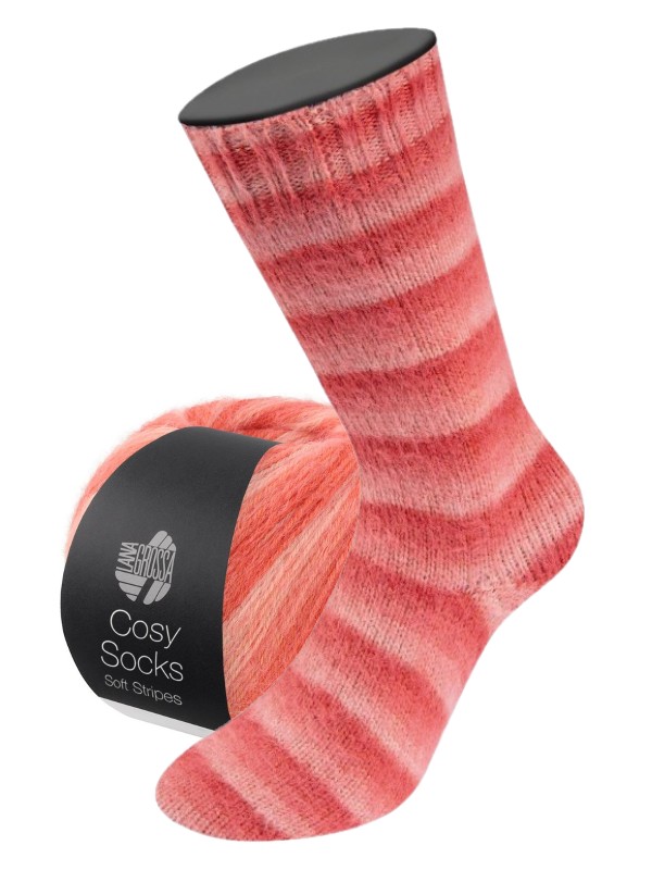 Meilenweit Cosy Socks Soft Stripes(merino) - 0113 - roze