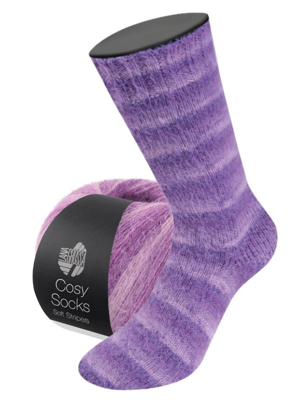 Meilenweit Cosy Socks Soft Stripes(merino) - 0114 - paars