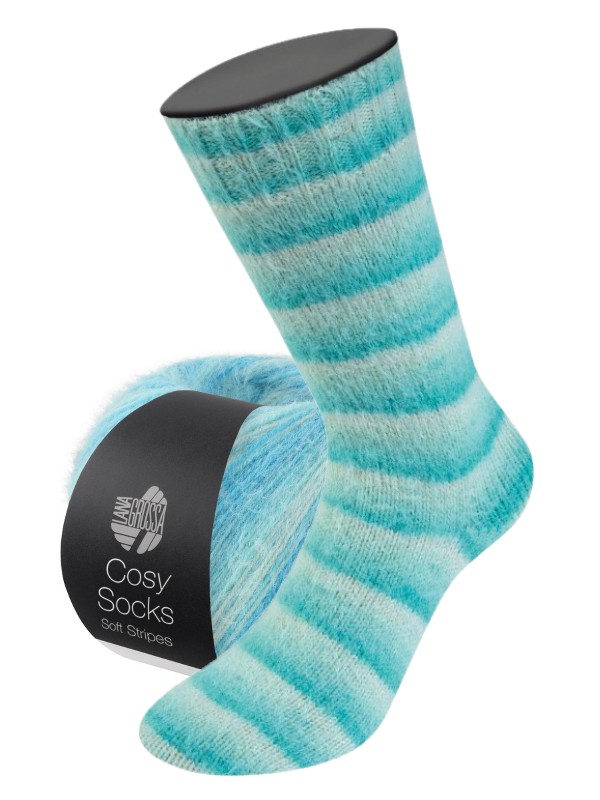 Meilenweit Cosy Socks Soft Stripes(merino) - 0115 - blauw