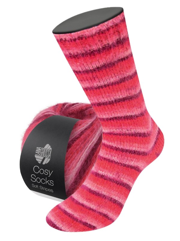 cosy-socks-soft-stripes-0105-samen Meilenweit Cosy Socks Soft Stripes(merino) - 0105 - bordeaux/roze