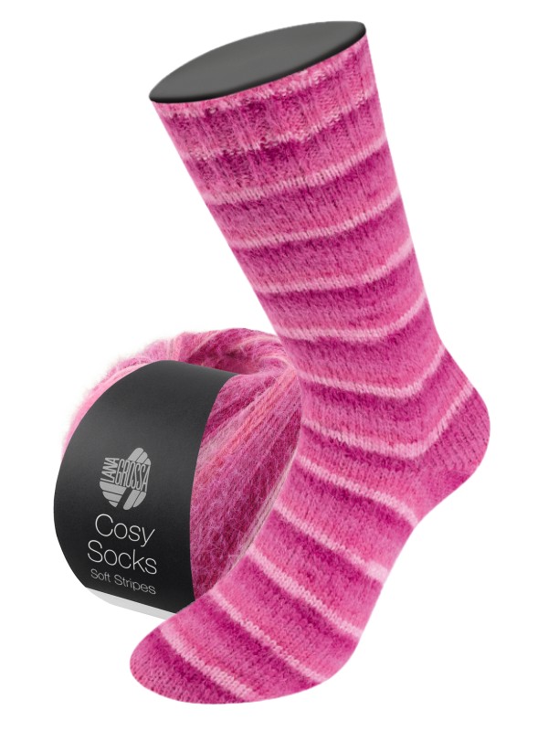 Meilenweit Cosy Socks Soft Stripes(merino) - 0108 - roze