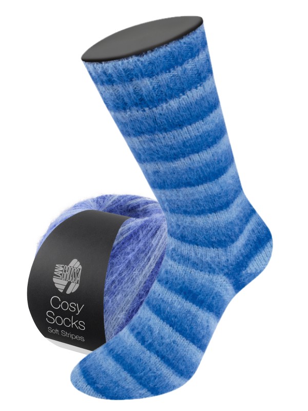 Meilenweit Cosy Socks Soft Stripes(merino) - 0109 - blauw