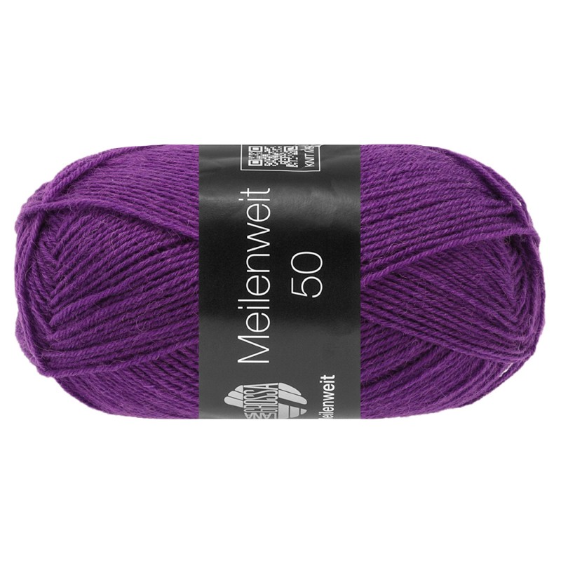 Meilenweit 50 gram 4-draads Uni - 1426 Donkerpaars